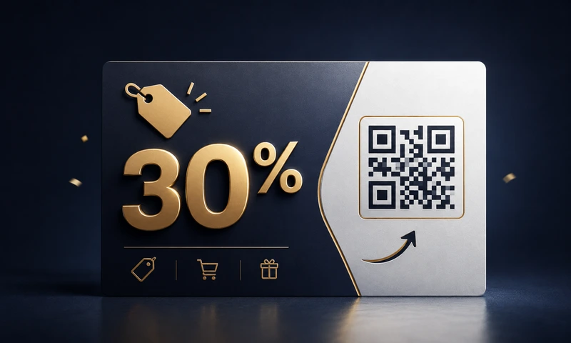 Werbeplakat mit Rabatt-QR-Code für Marketingaktionen, Gutscheine, Angebote und digitale Kampagnen