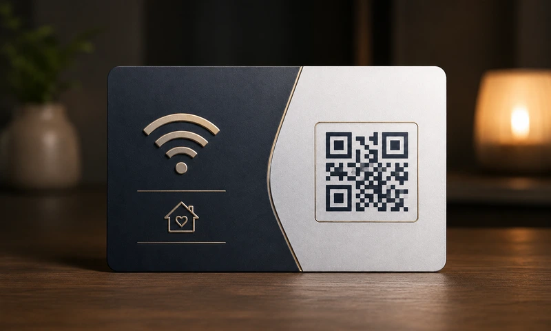 Modernes WLAN-Schild mit QR-Code für Gäste, ideal für Zuhause, Ferienwohnungen, Büros und private Anwendungen